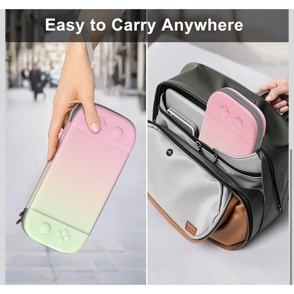 STARTRC GAMES Slim Hard Shell Carrying Case for Nintendo Switch 2 Pink & Green